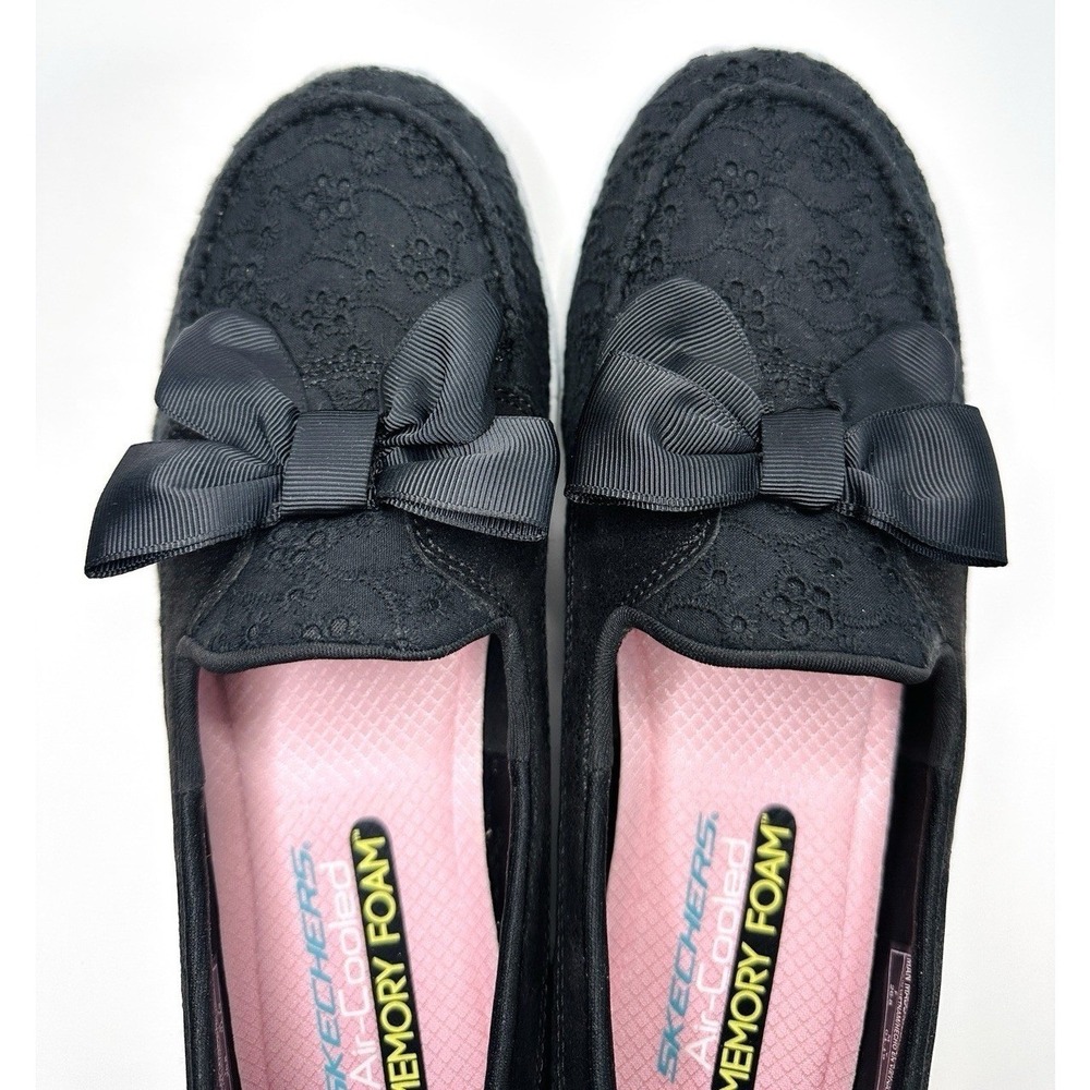 NEW Skechers Wave-Lite Slip On Comfort Sneaker 23633 Black Lace Bow Women's 9 - Picture 5 of 11